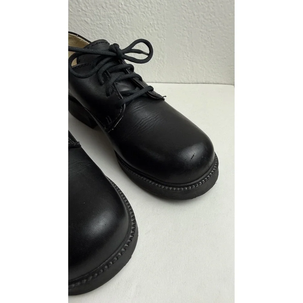 MIA Y2K Blk Leather Oxford Platform Chunky Heel Shoe Sz7 90s Grunge Goth Witchy